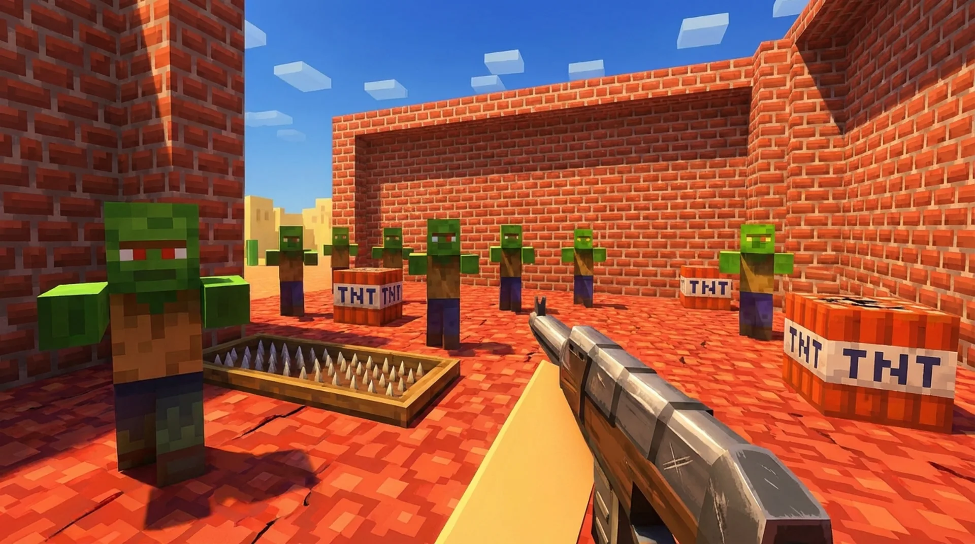 Play Mine Shooter 3D online free, a fast-paced 3D shooting browser game with blocky monsters and deep RPG progression.
