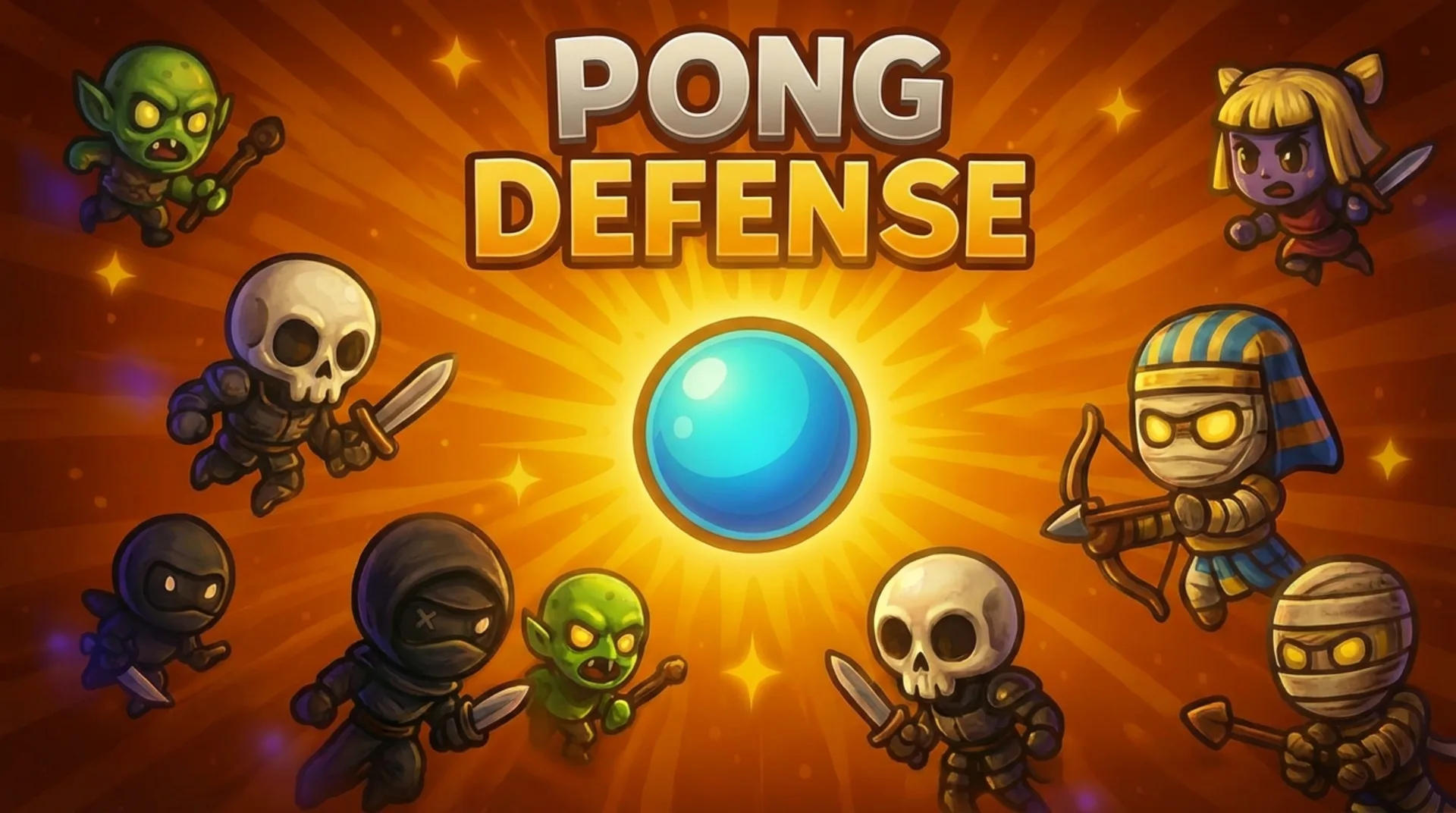 Play Pong Defense online free, a strategic puzzle game mixing classic Pong with tower defense mechanics. Unblocked browser game.