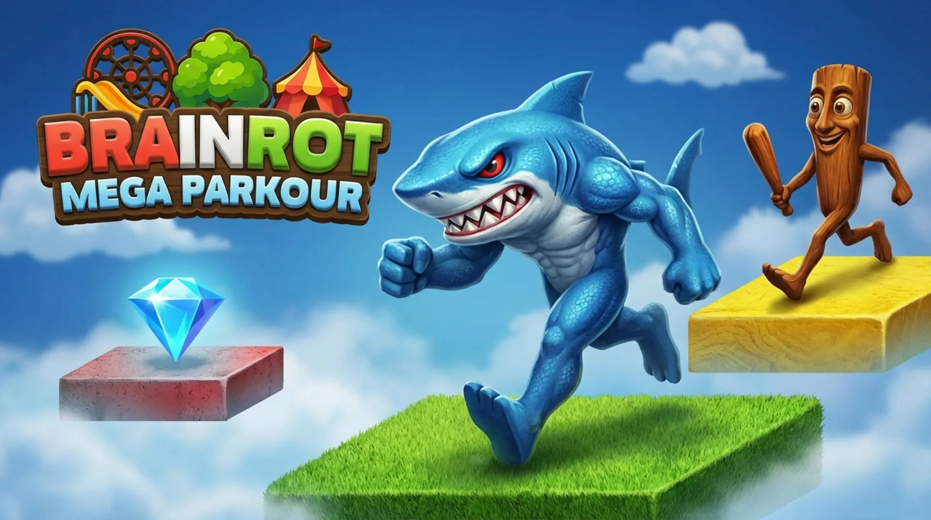 Brainrot Mega Parkour action gameplay screenshot. Play this challenging parkour browser game online for free.