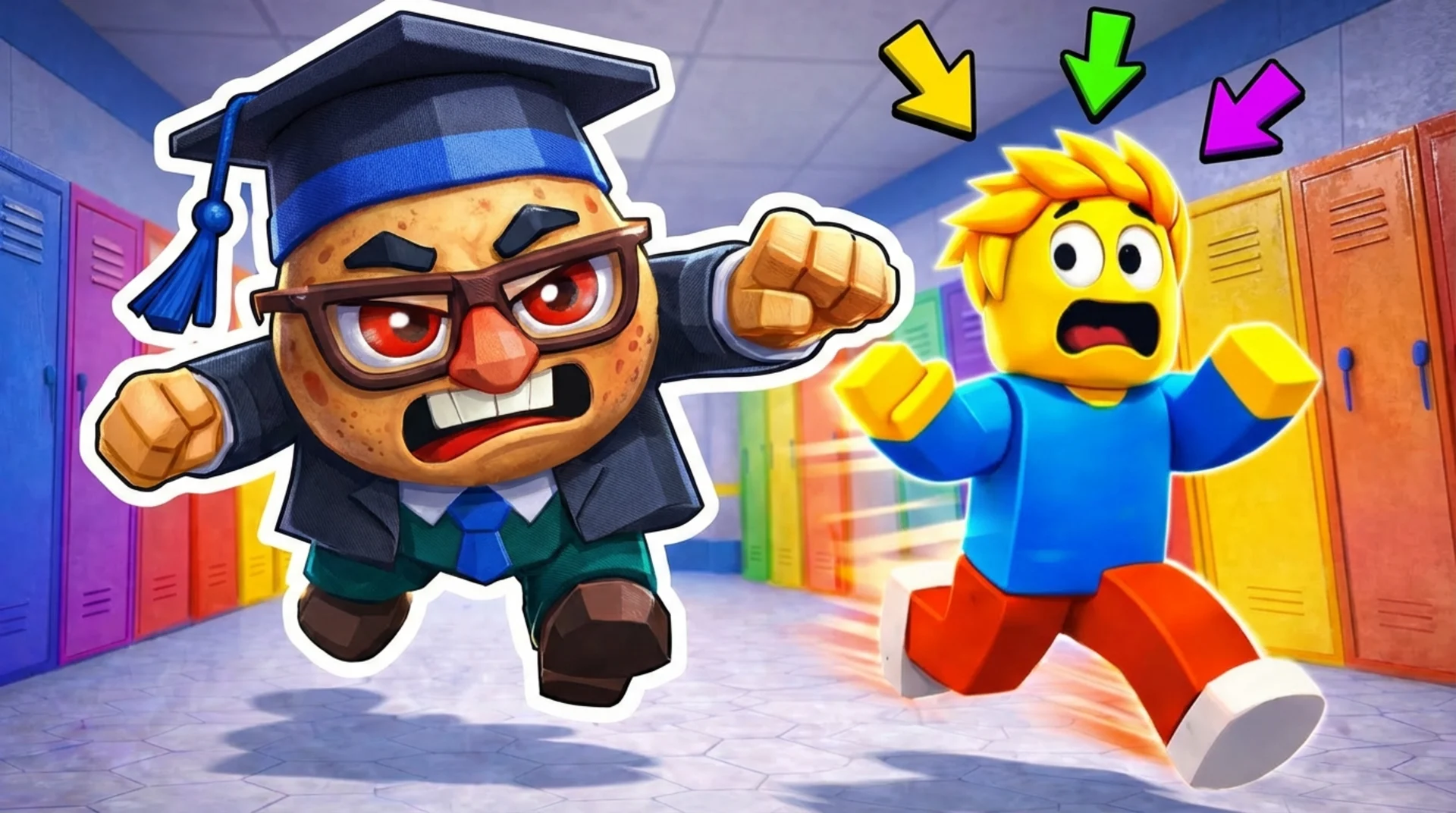 Play School Escape: Mr. MeanieHead! online free, a challenging adventure and parkour obby browser game.