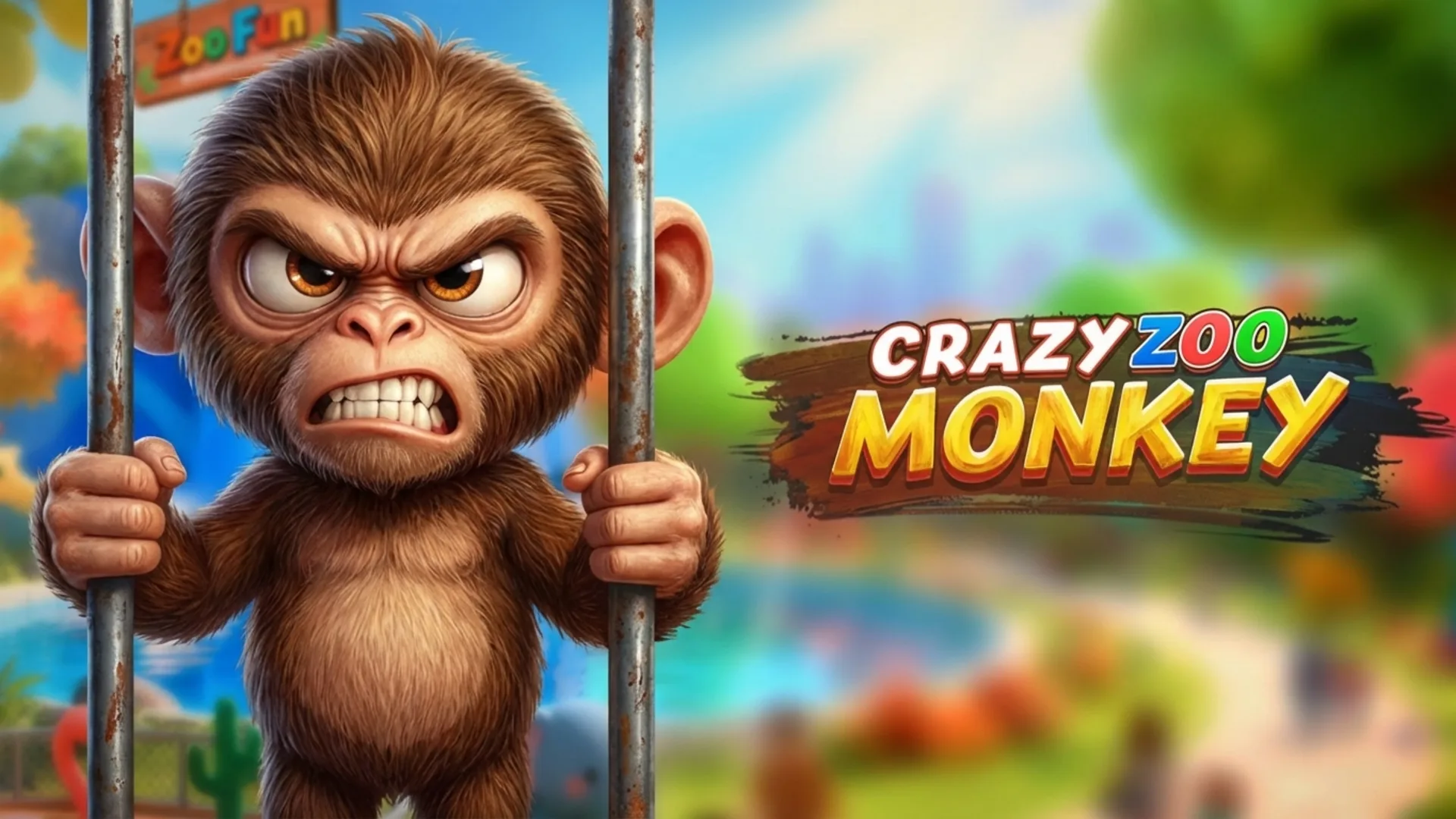 Play Crazy Zoo Monkey online free. A chaotic casual browser game showing a monkey causing mayhem with physics-based throwing.