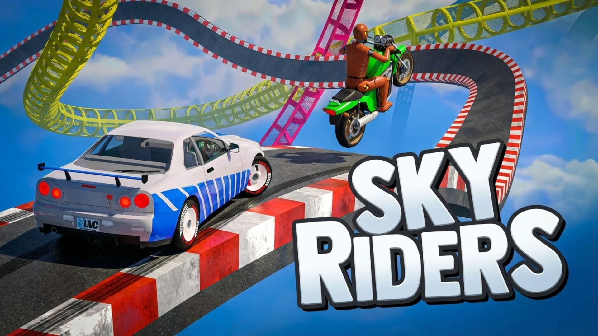 Play Sky Riders online free, the ultimate driving browser game. Master high-speed racing on floating tracks with precision physics.
