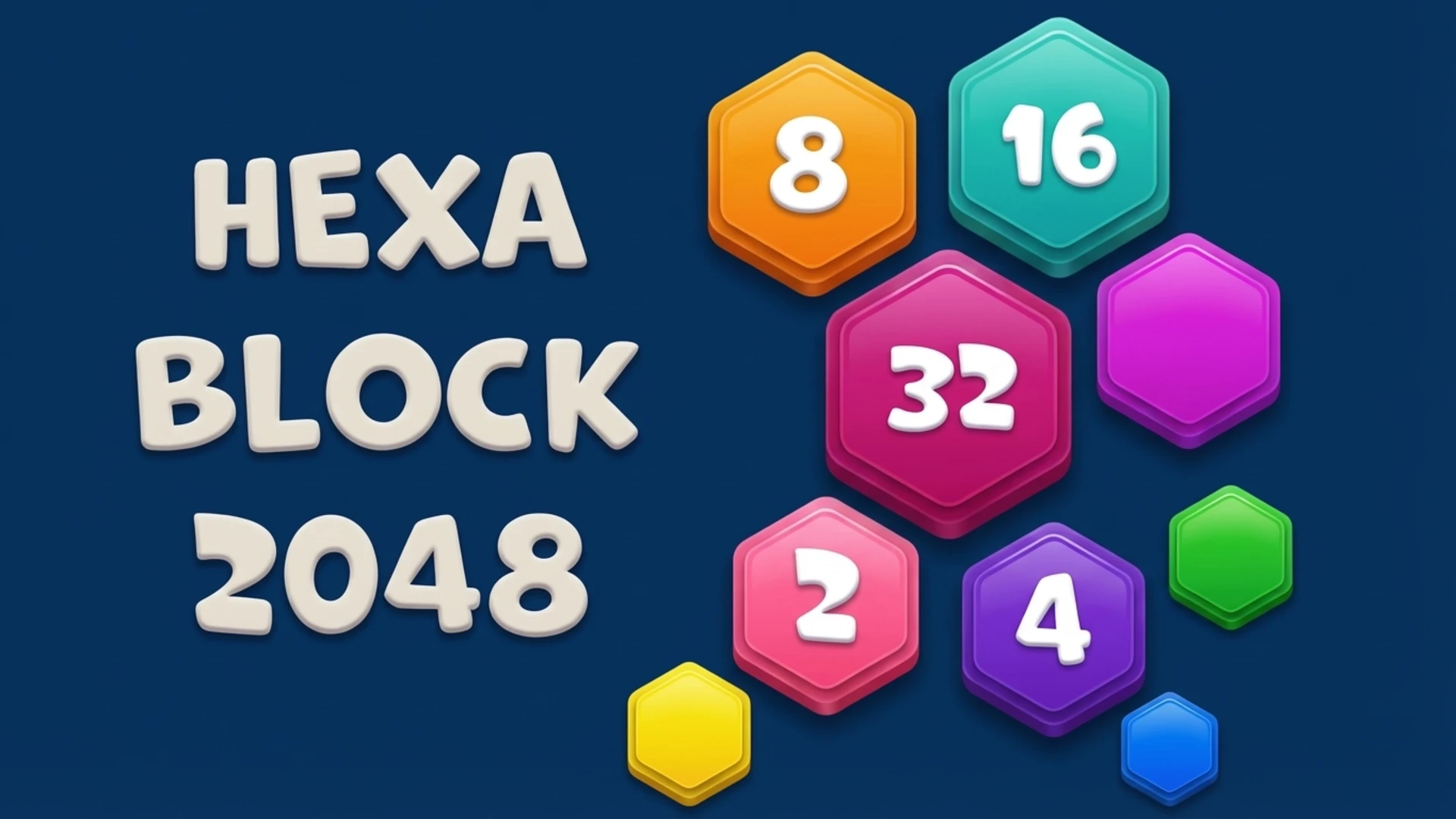 Play Hexa Block 2048 Idle online free - a Clicker game with numbered hexagon blocks on a dark grid.