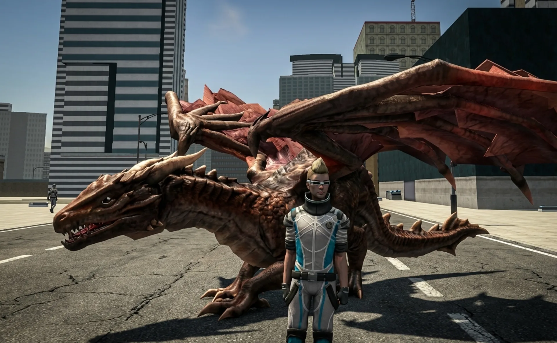 Play Dragon Vice City online free, an action browser game featuring a dragon destroying a 3D city with fire.