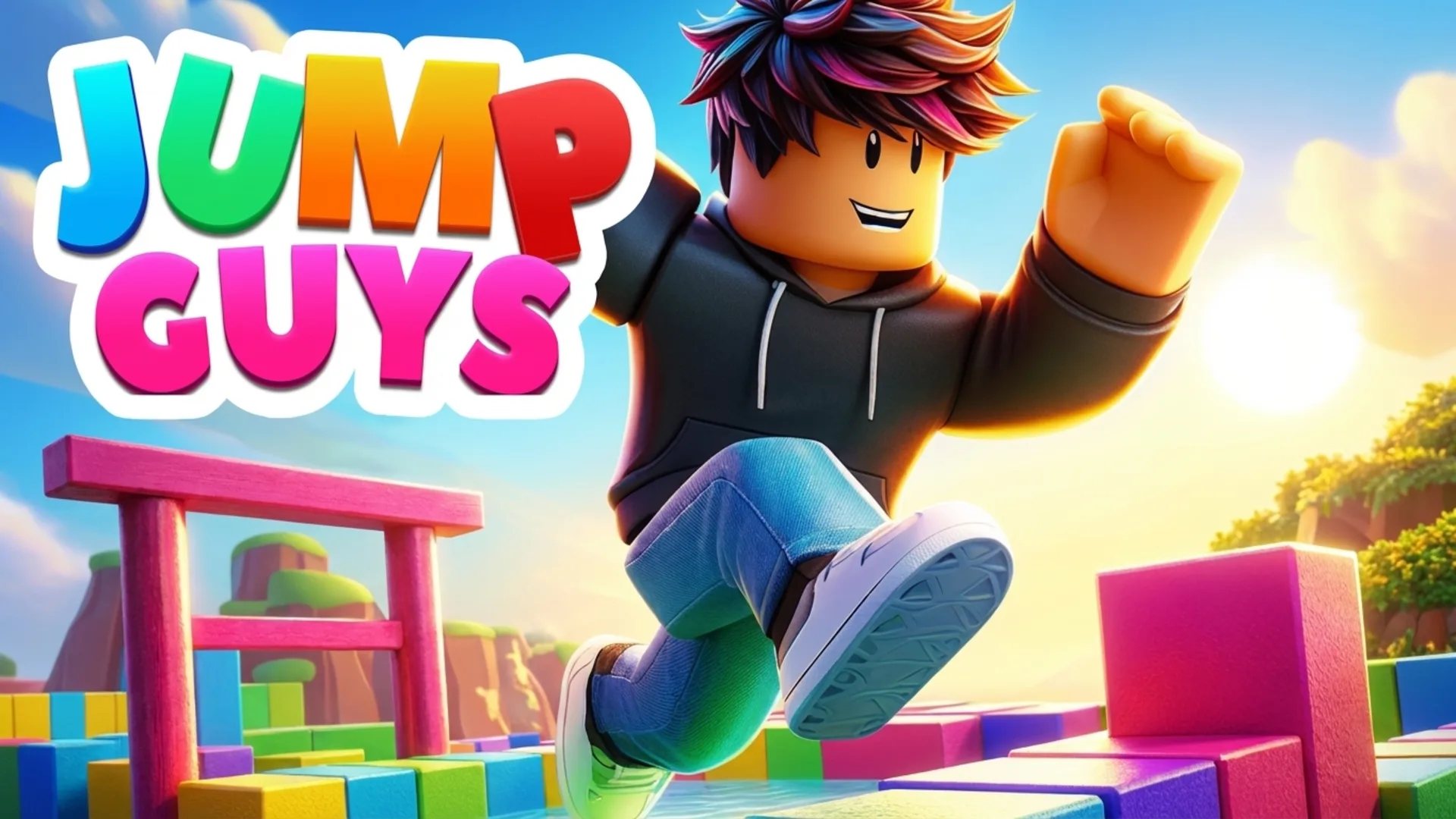 Play Jump Guys online free - a multiplayer Action platformer game with physics-based obstacle course racing.