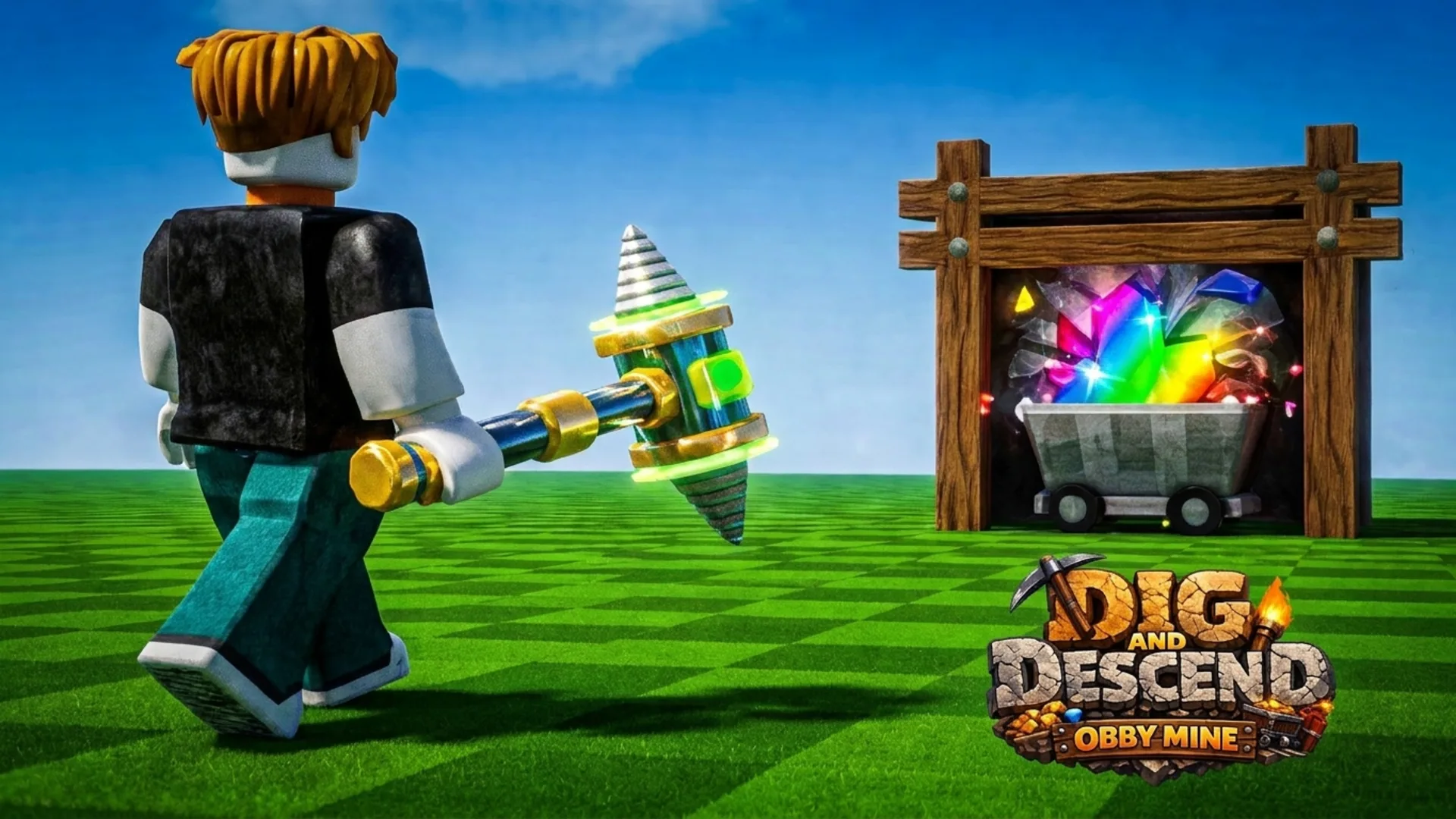 Play Dig and Descend: Obby Mine online free. An addictive arcade digging game with a blocky character exploring a deep mine.