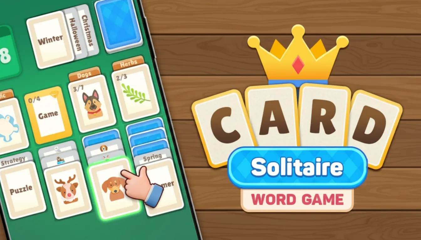 Play Card Solitaire: Word Game online free, a clever mix of a word and logic puzzle browser game.