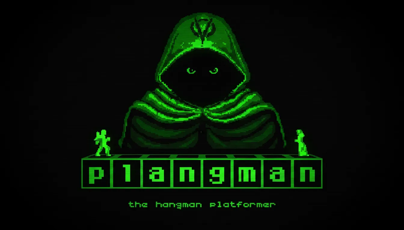 Play Plangman online free. A unique word game where wrong guesses create platforming hazards. A challenging browser game.