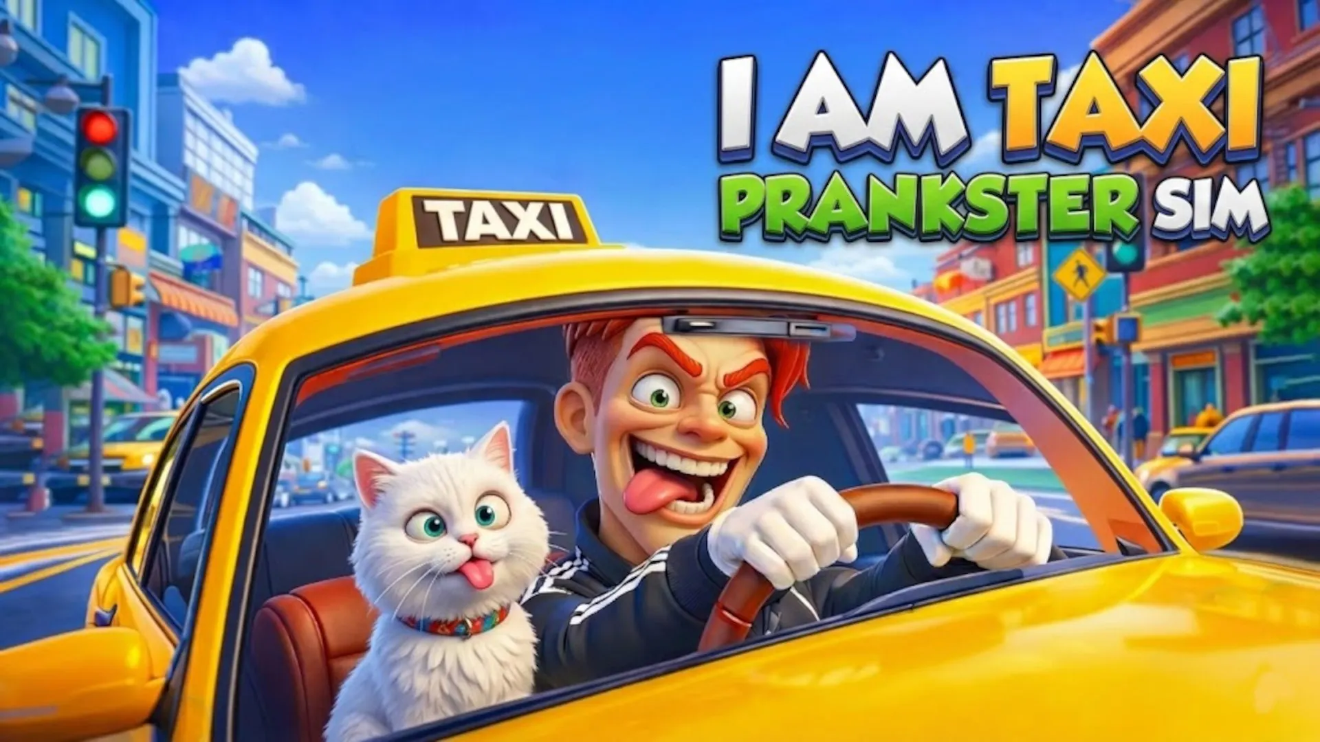 Play I Am Taxi Prankster Sim online free, a chaotic arcade driving browser game with high-speed stunts and jumps.