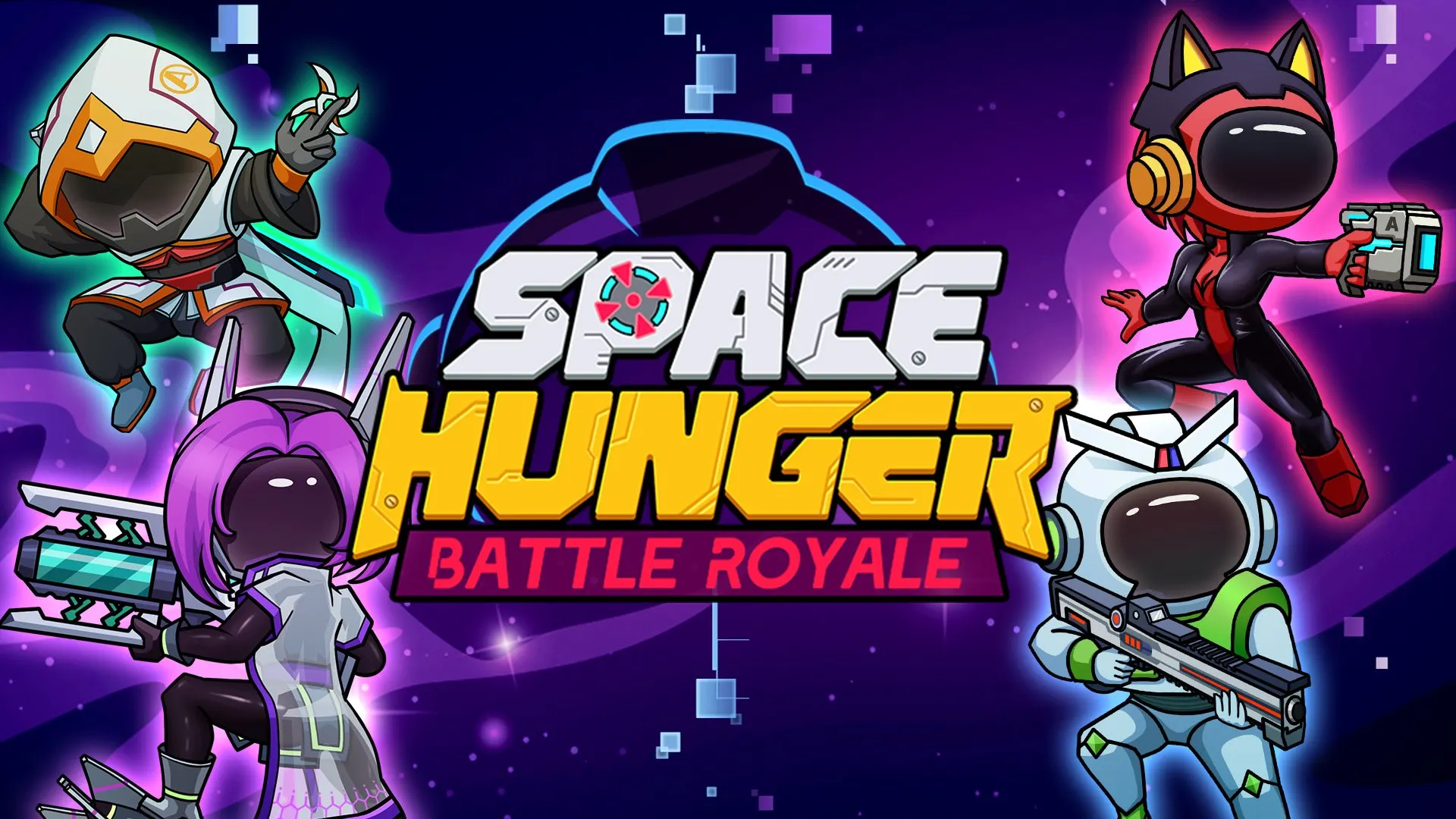 Play Space Hunger: Battle Royale action game online free. A top-down shooter browser game with intense spaceship combat.