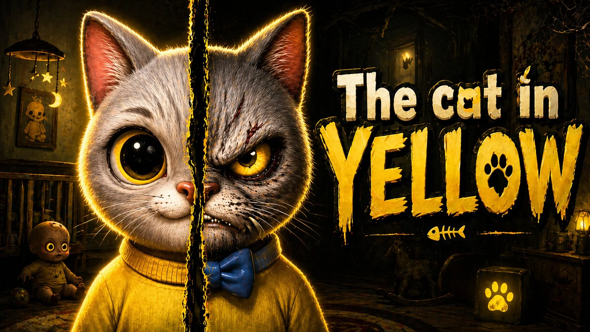Play The Cat in Yellow online free. A first-person horror adventure browser game with an unpredictable AI cat.
