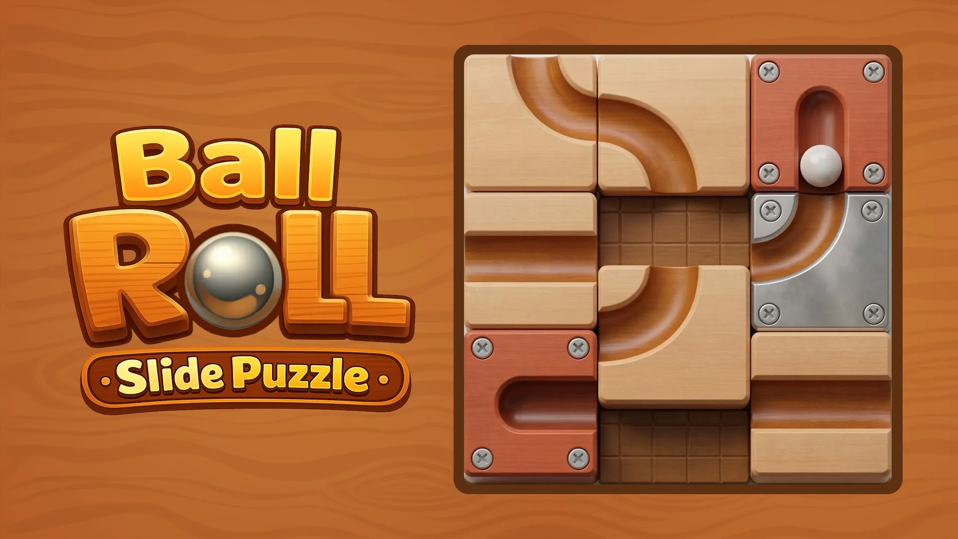 Play Ball Roll online free, the addictive sliding puzzle browser game. Slide wooden blocks to create a path for the ball.