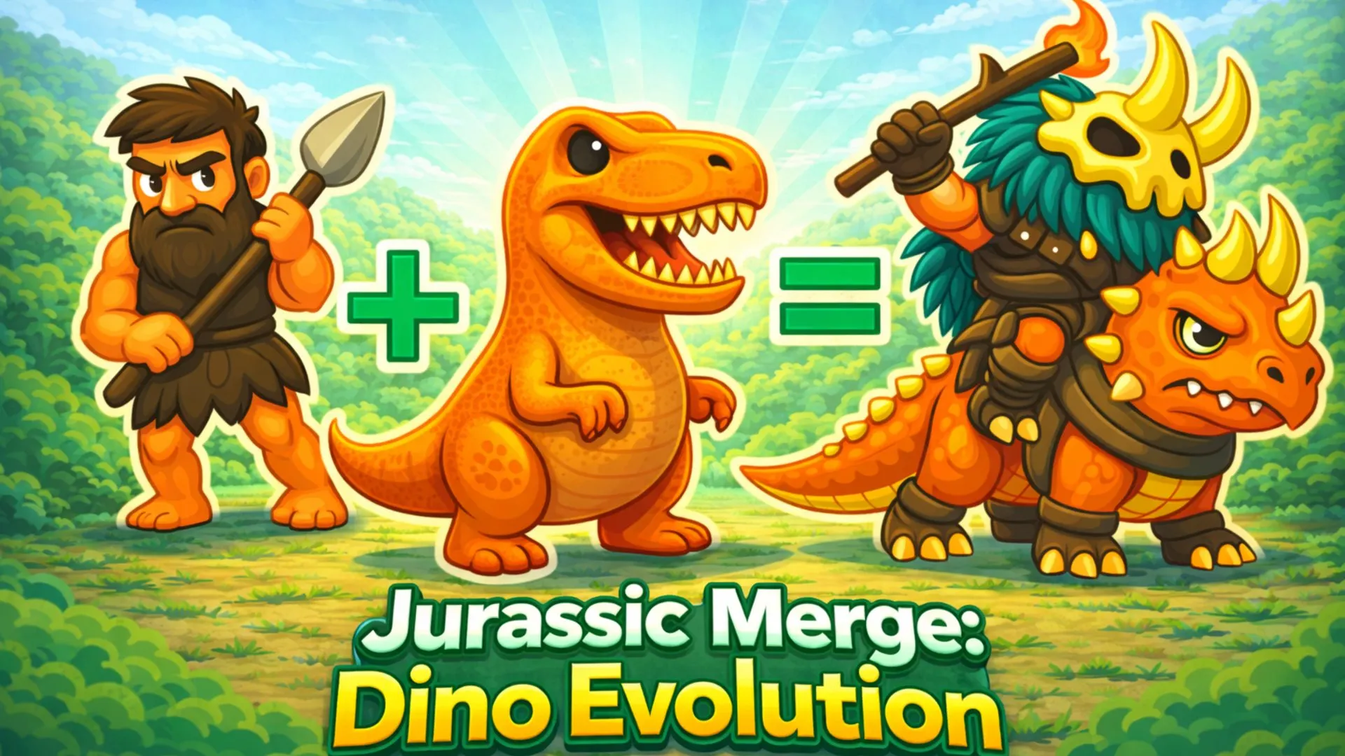 Play Jurassic Merge: Dino Evolution online free, a strategy browser game about evolving dinosaurs by merging them on a grid.