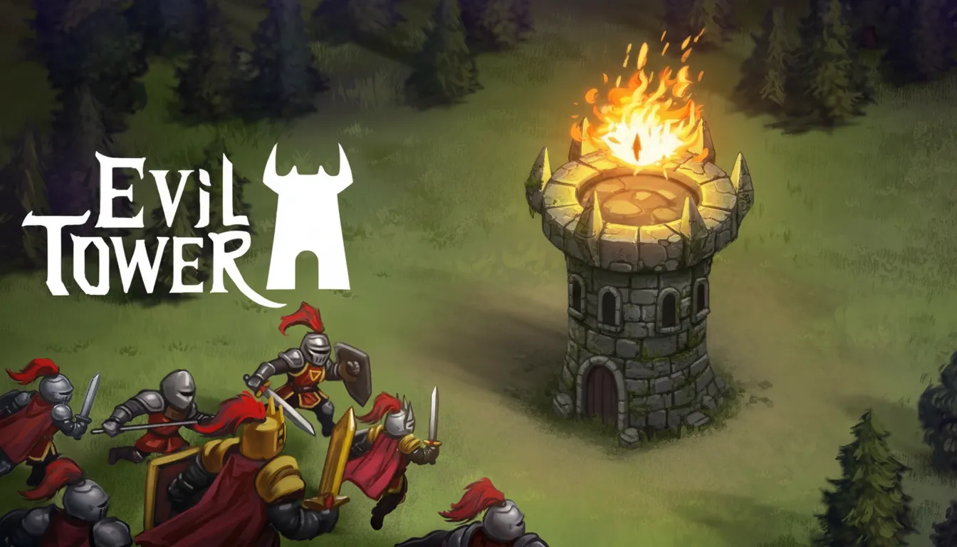 Play Evil Tower strategy game online free, a roguelike tower defense browser game with medieval enemies and powerful upgrades.