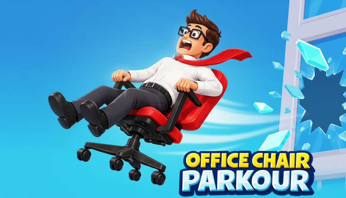 Play Office Chair Parkour online free, a physics-based Arcade game where you jump and boost a chair through obstacle courses.