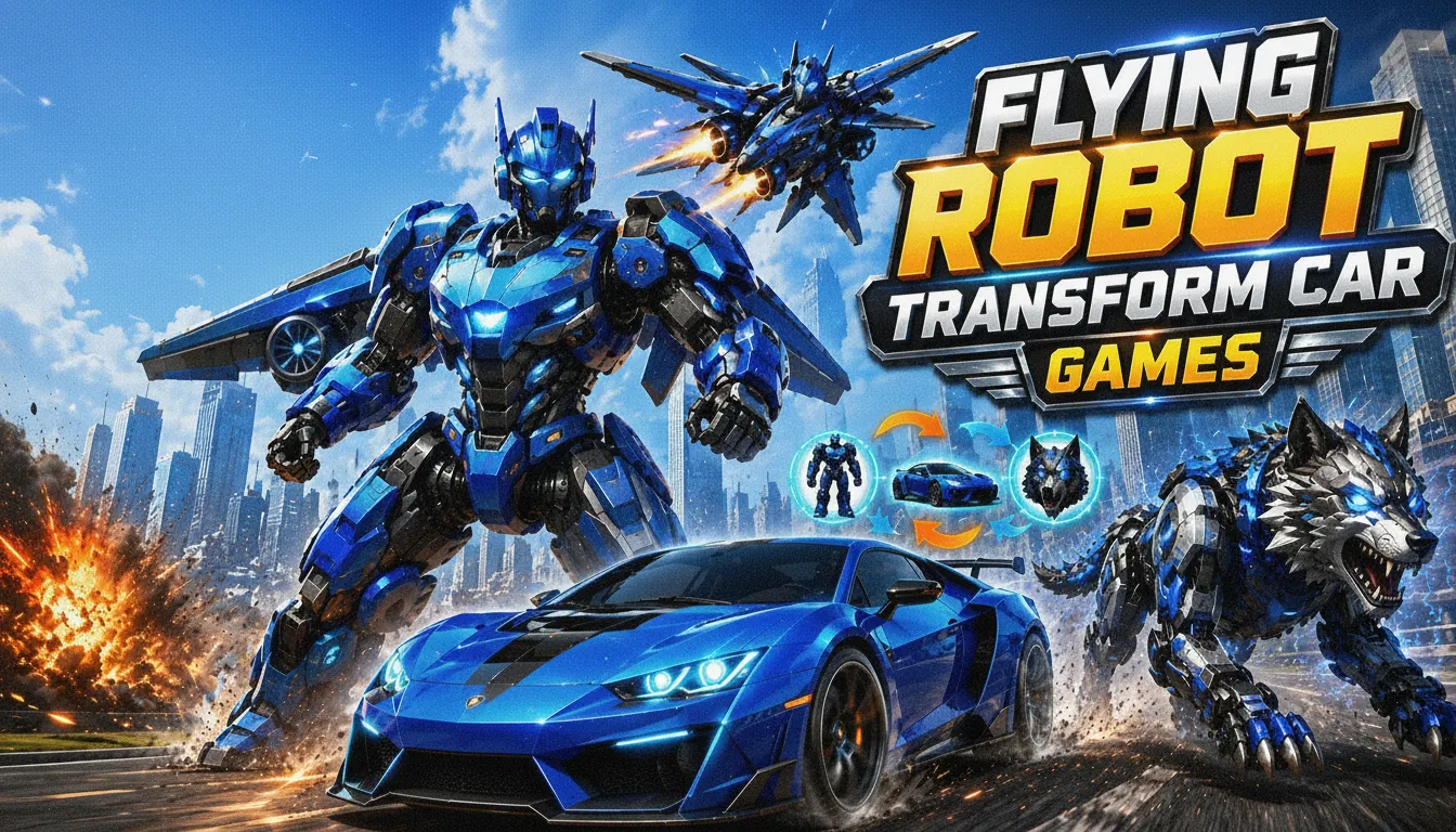 Play Flying Robot Transform Car Games online free, an action-packed browser game with shape-shifting combat.