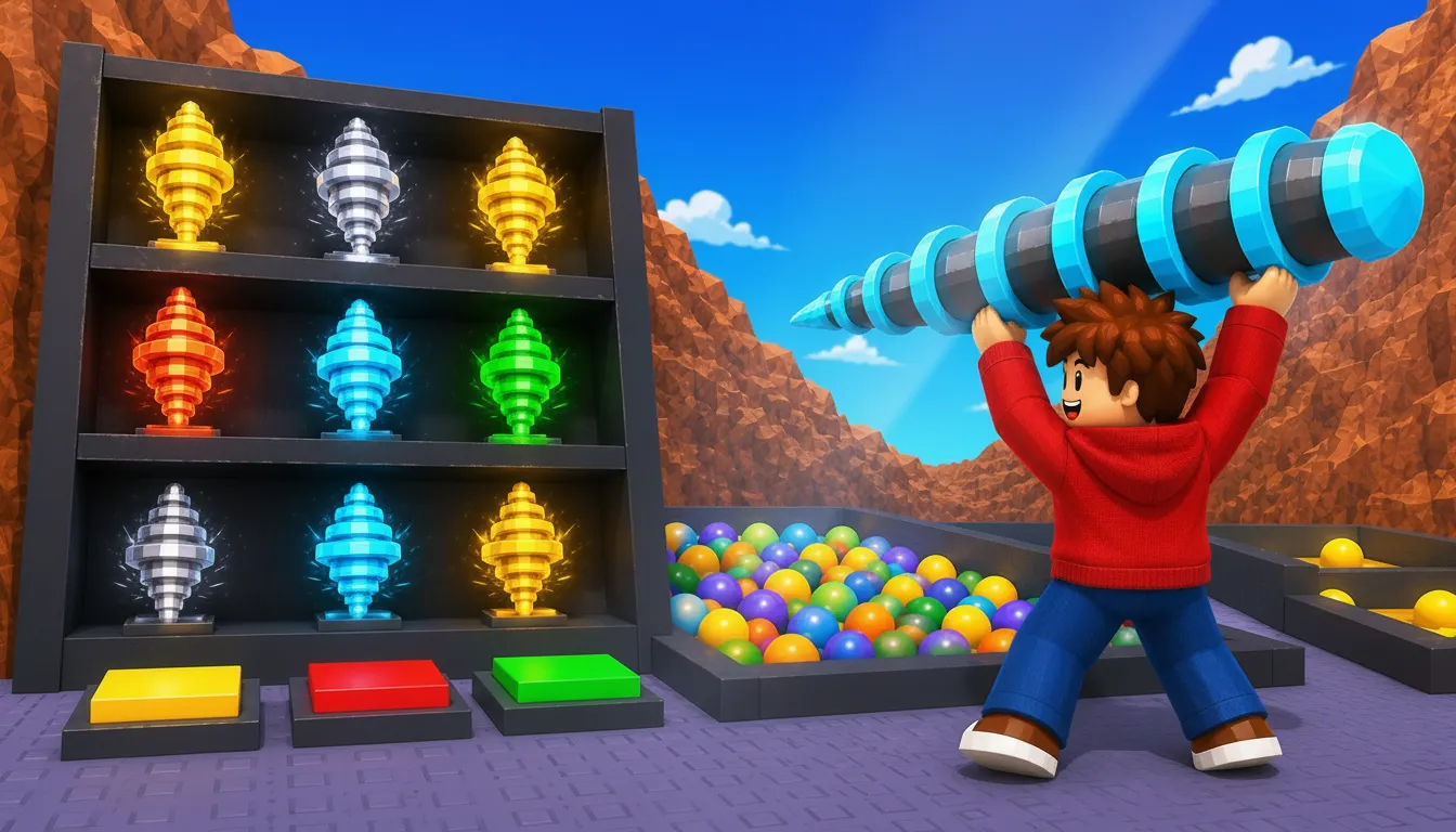 Play Obby: Stronger Drill, Deeper Mine online free - an addictive arcade digging game where you upgrade your drill for deeper mines.